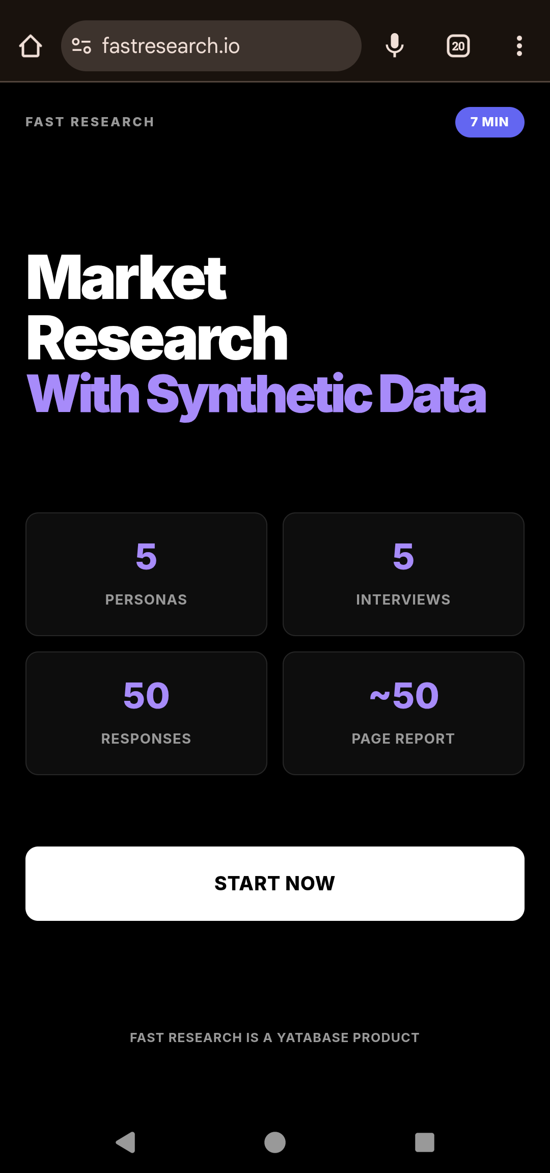 Fast Research for Founders - Main product screenshot demonstrating key features and user interface