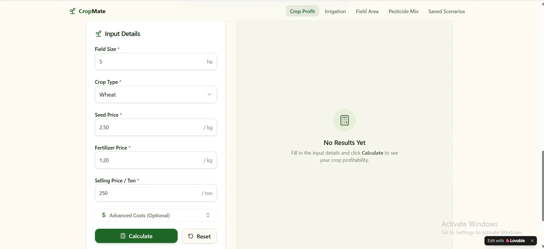 CropMate — Crop Profit Calculator gallery image