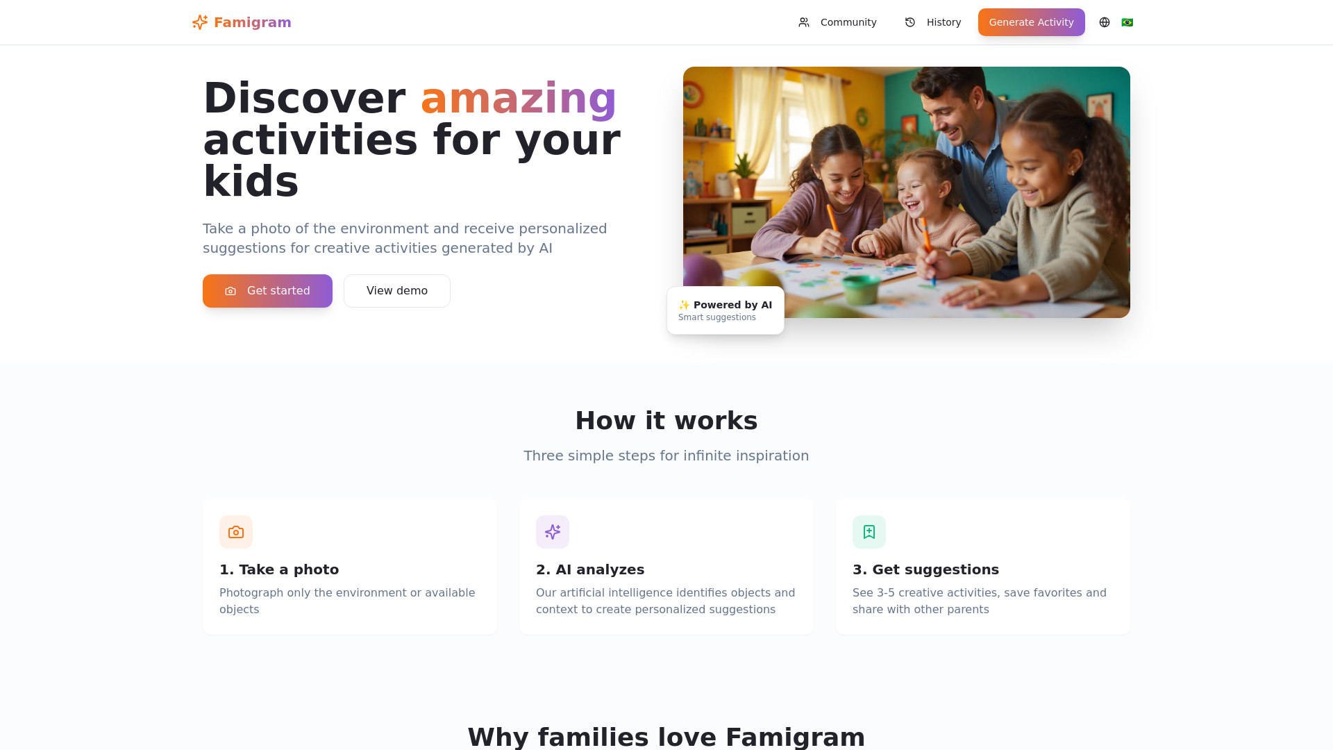 Famigram - Main screenshot showing features and interface
