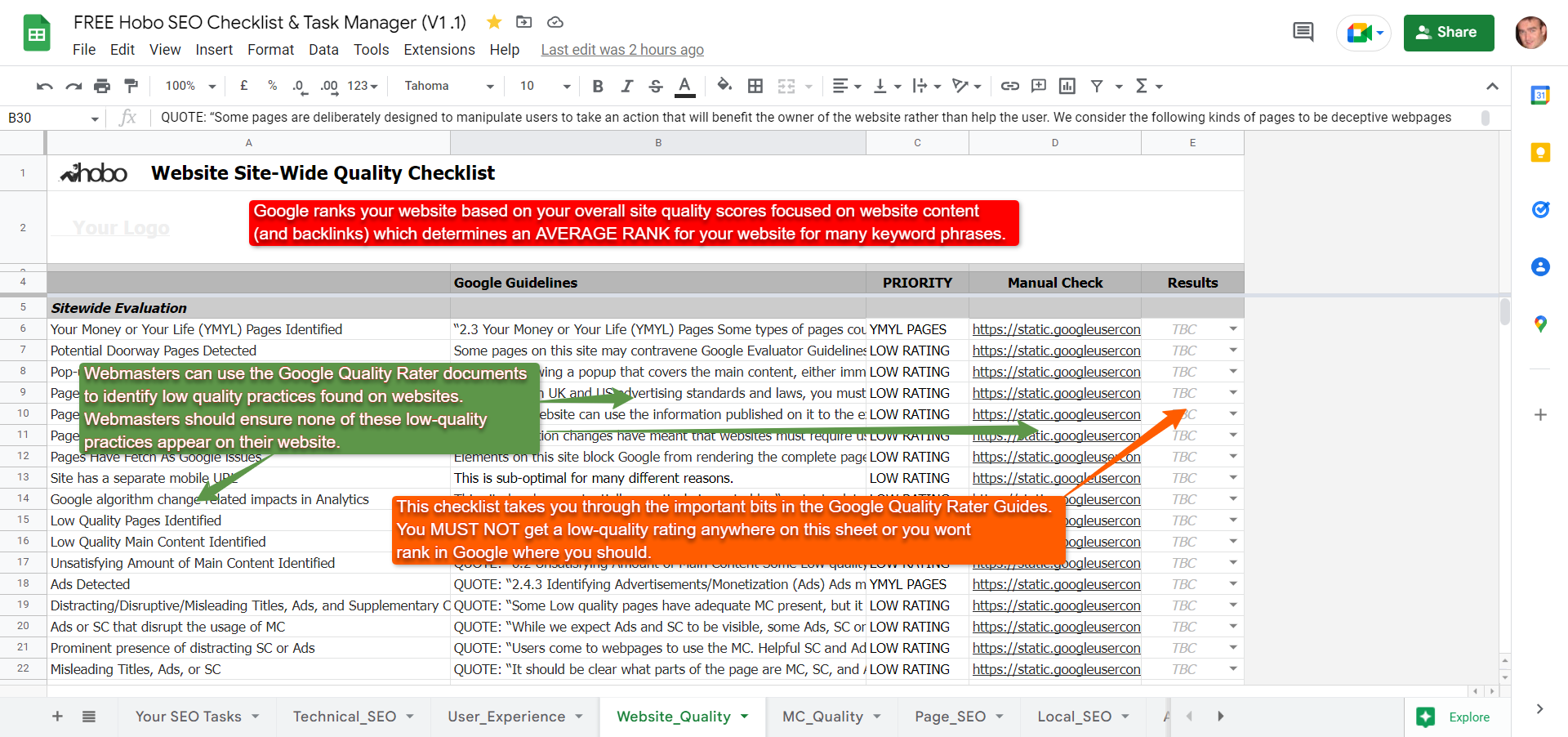 Lista de verificación de SEO HOBO y administrador de tareas media 4