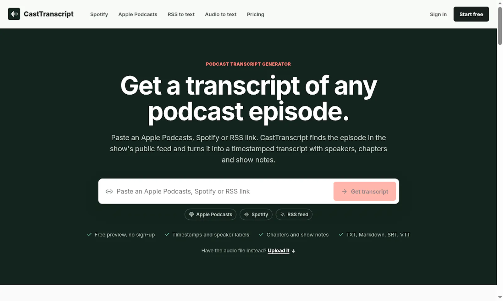 CastTranscript screenshot 1