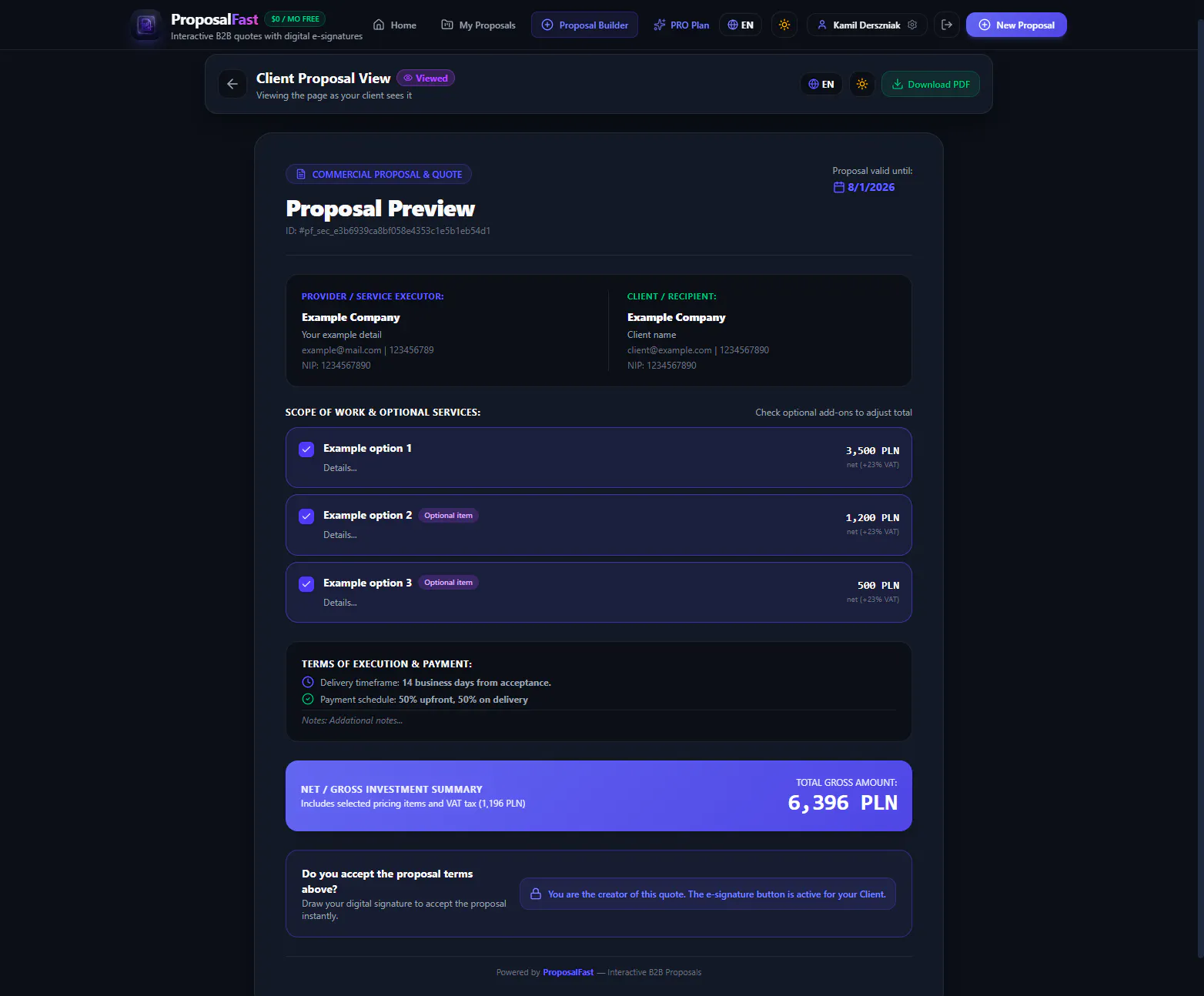 ProposalFast screenshot