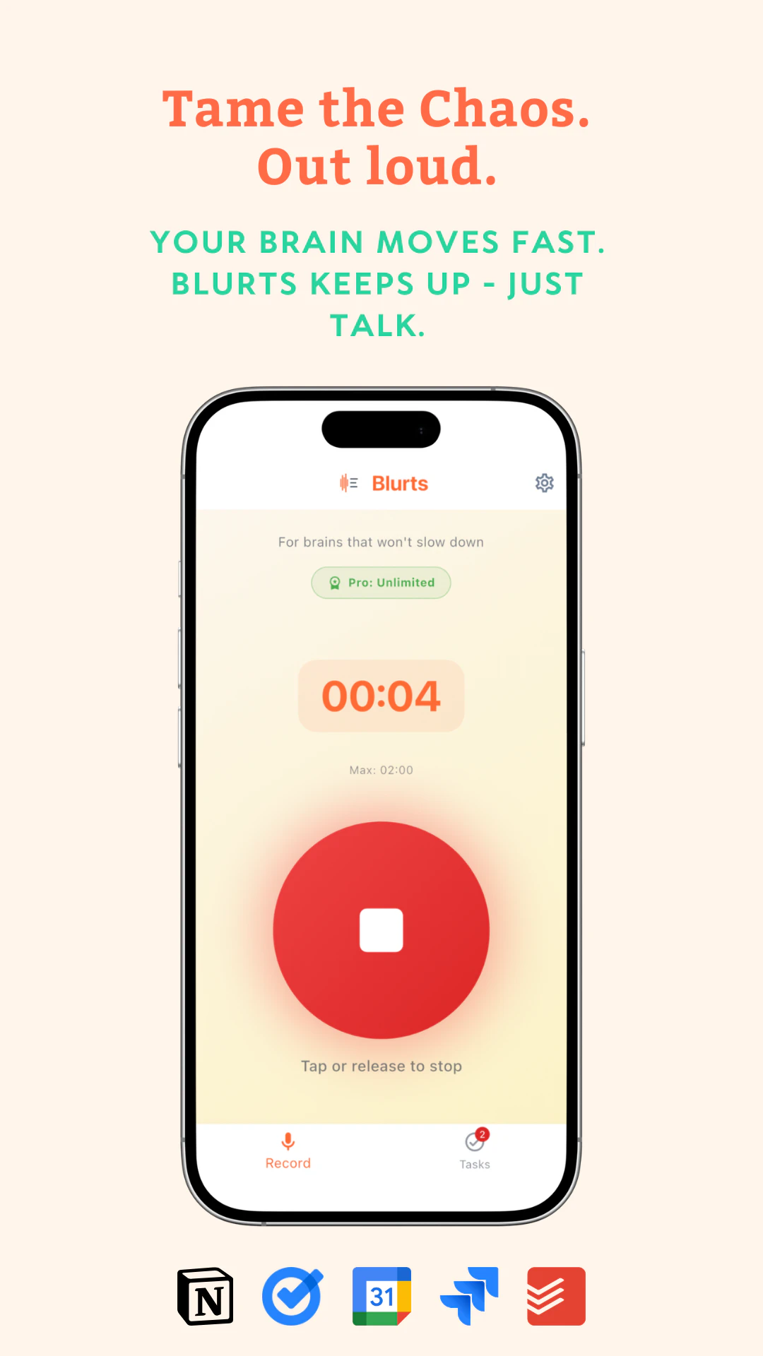 Blurts-Voice to Any Task App