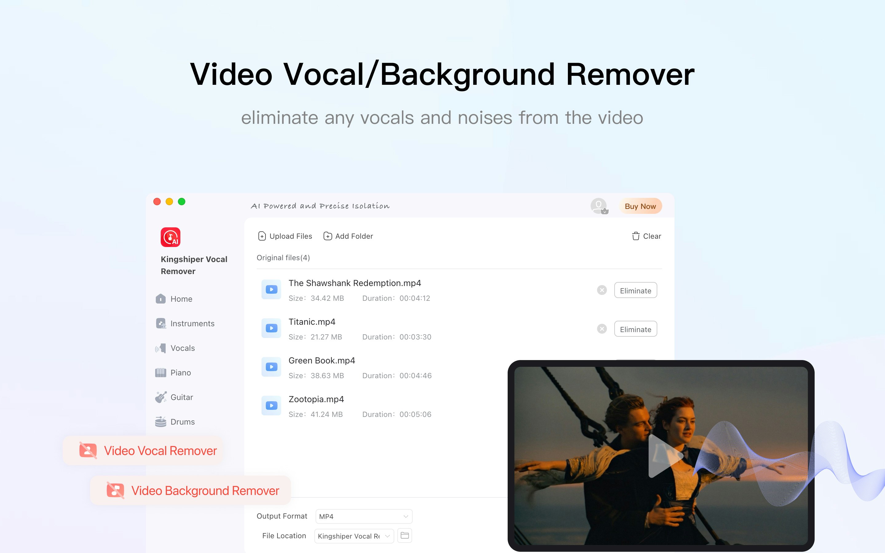 Remover vocale di Kingshiper per Mac - Rimuovi la voce/strumentali dalle tracce video e audio su Mac media 4