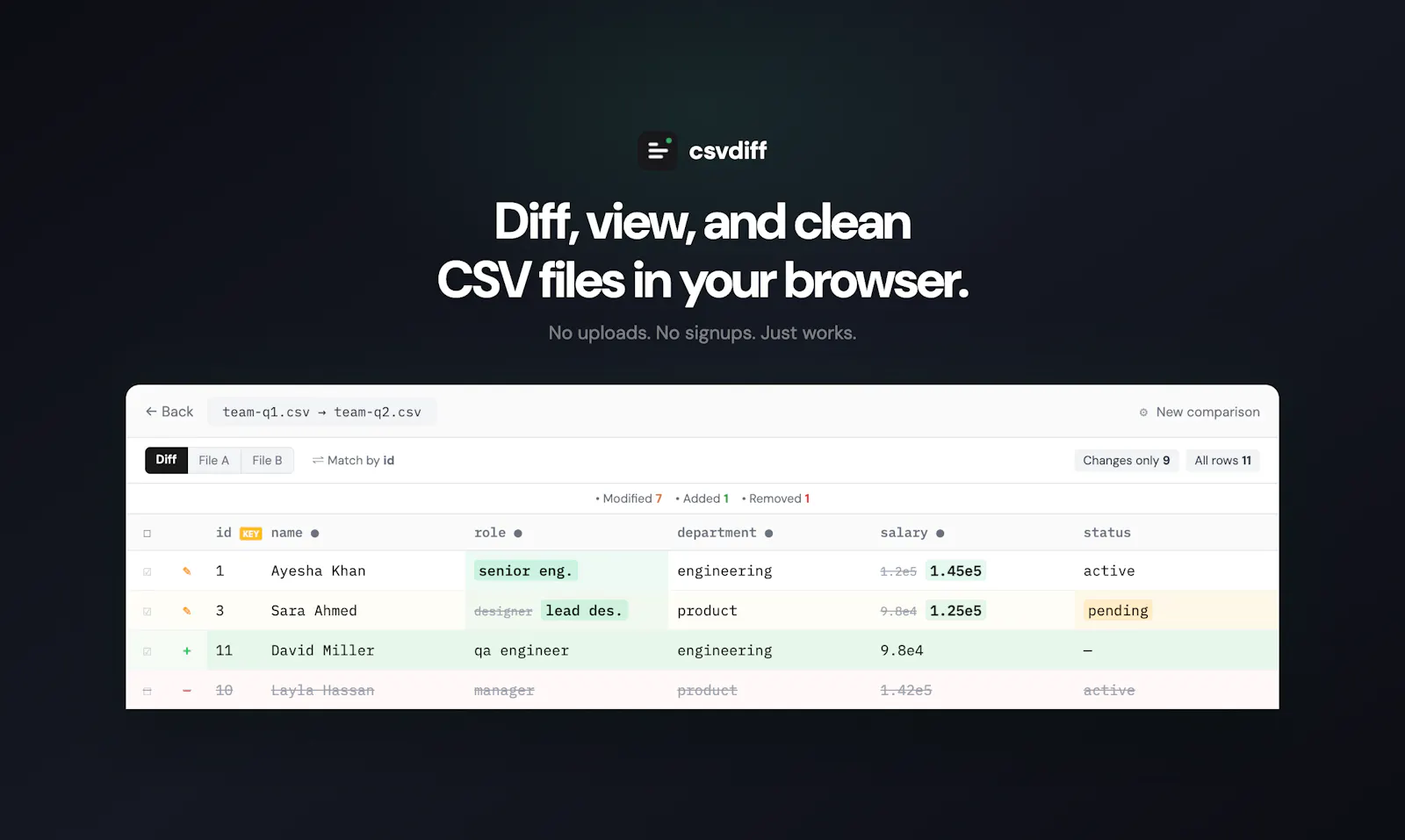 csvdiff.app screenshot 1