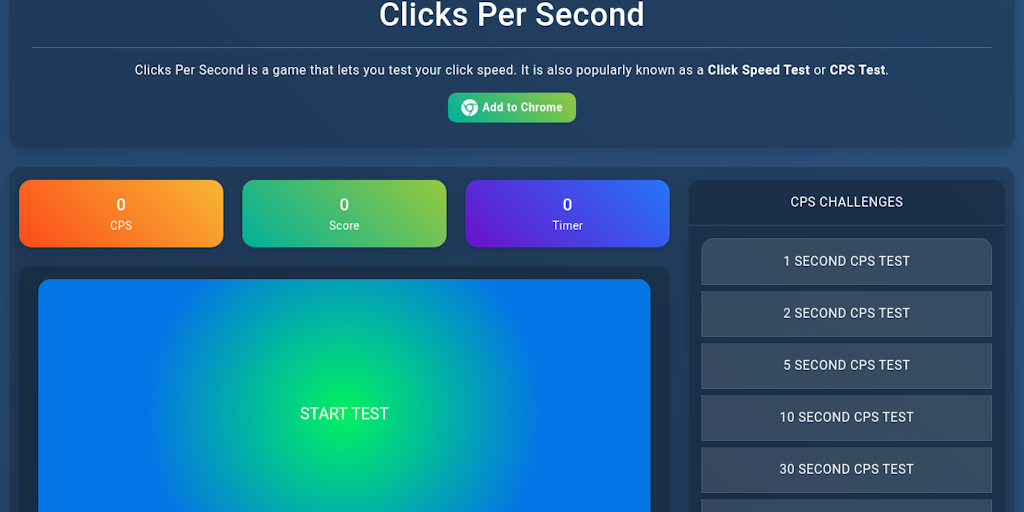 CPS Test, Clicks Per Second
