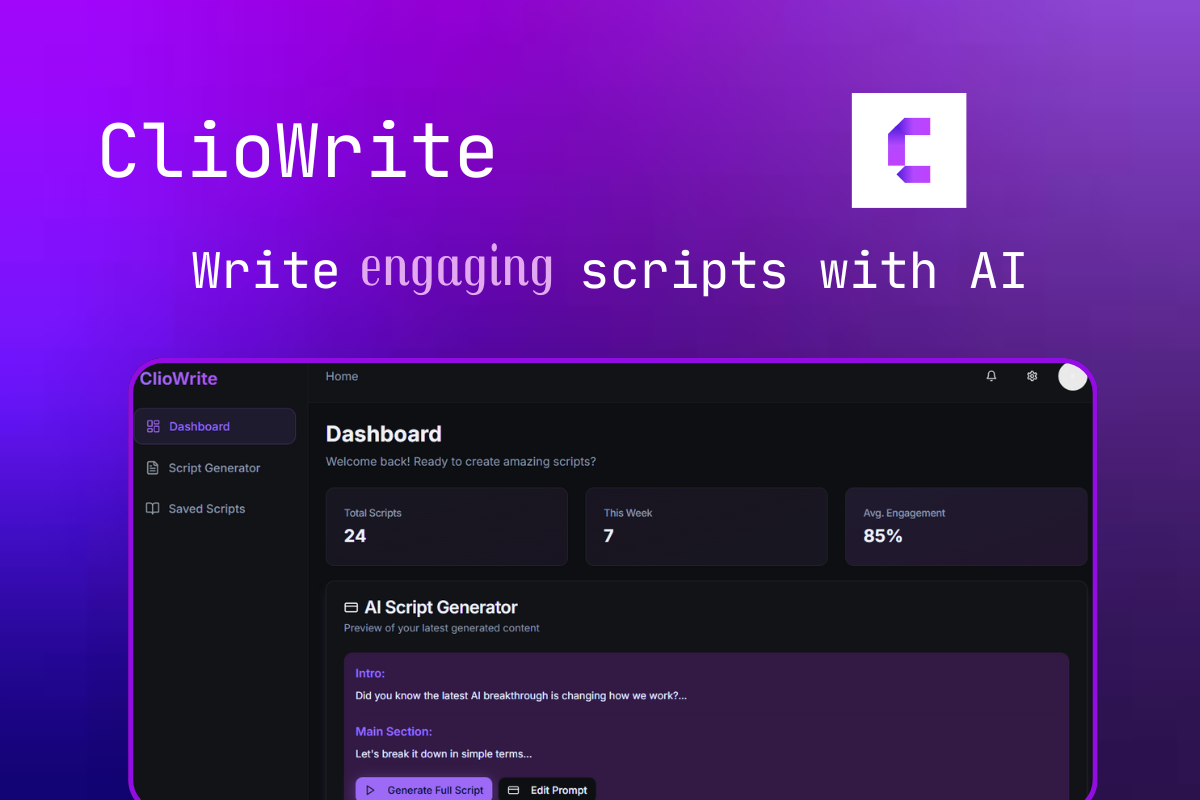 Média ClioWrite - Write scripts with AI like you chat with ChatGPT!! 2