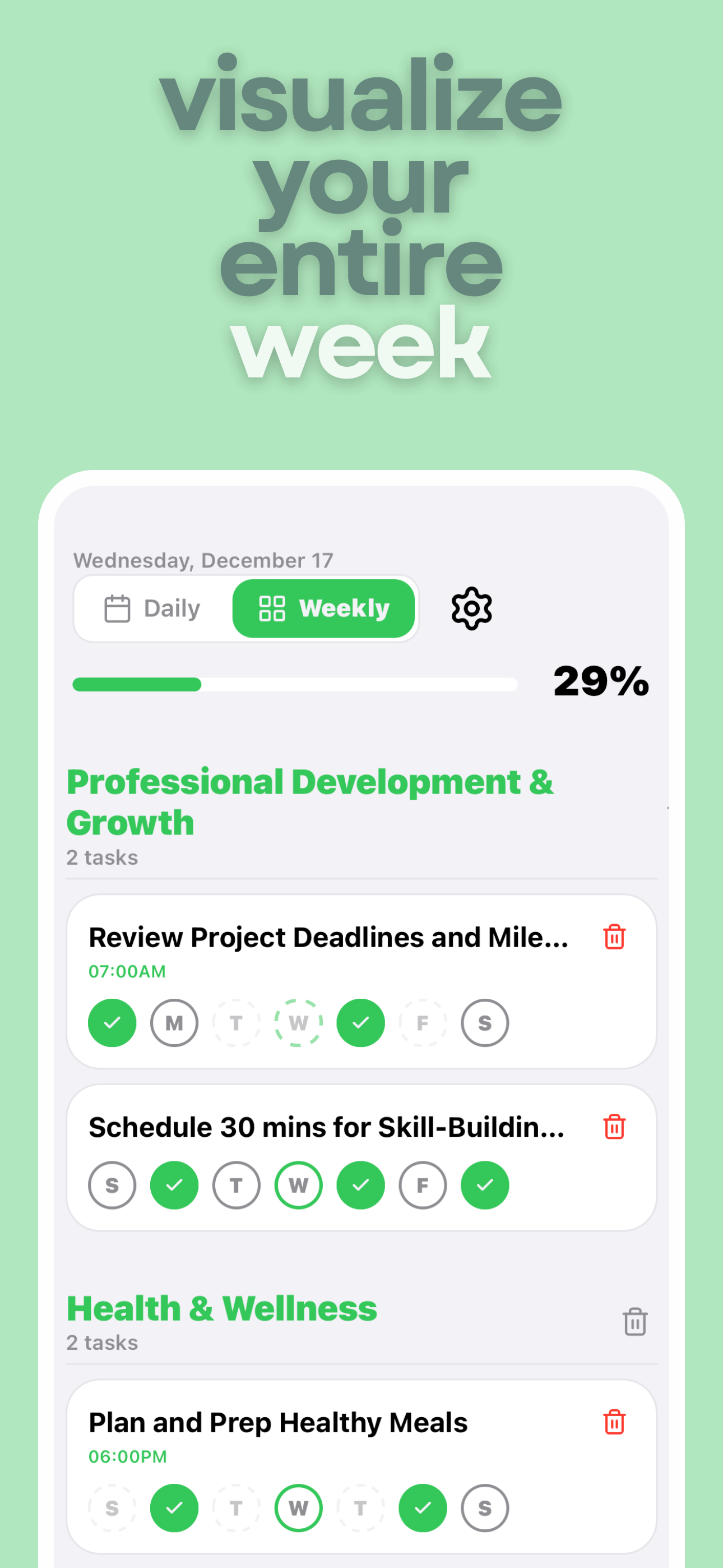 Weeklii's first launch - Main product screenshot demonstrating key features and user interface