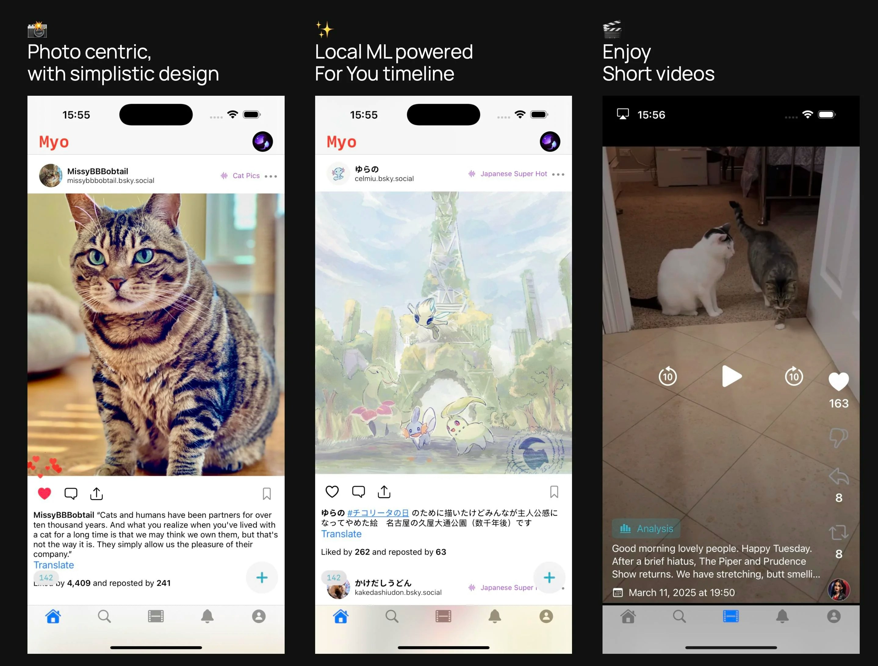 Myo for Mastodon, Misskey, Bluesky media 1