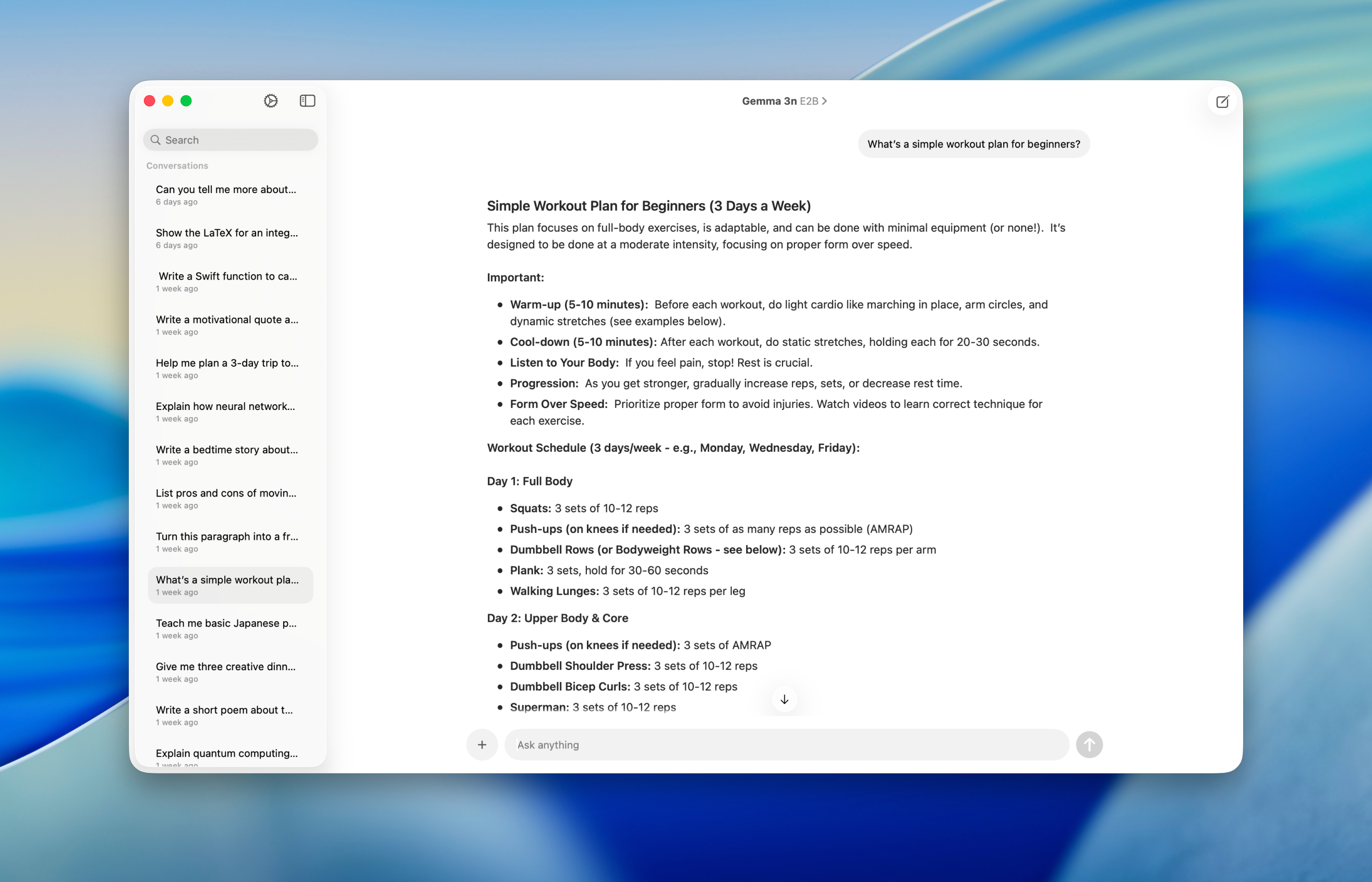 Locally AI for Mac - Main screenshot showing features and interface