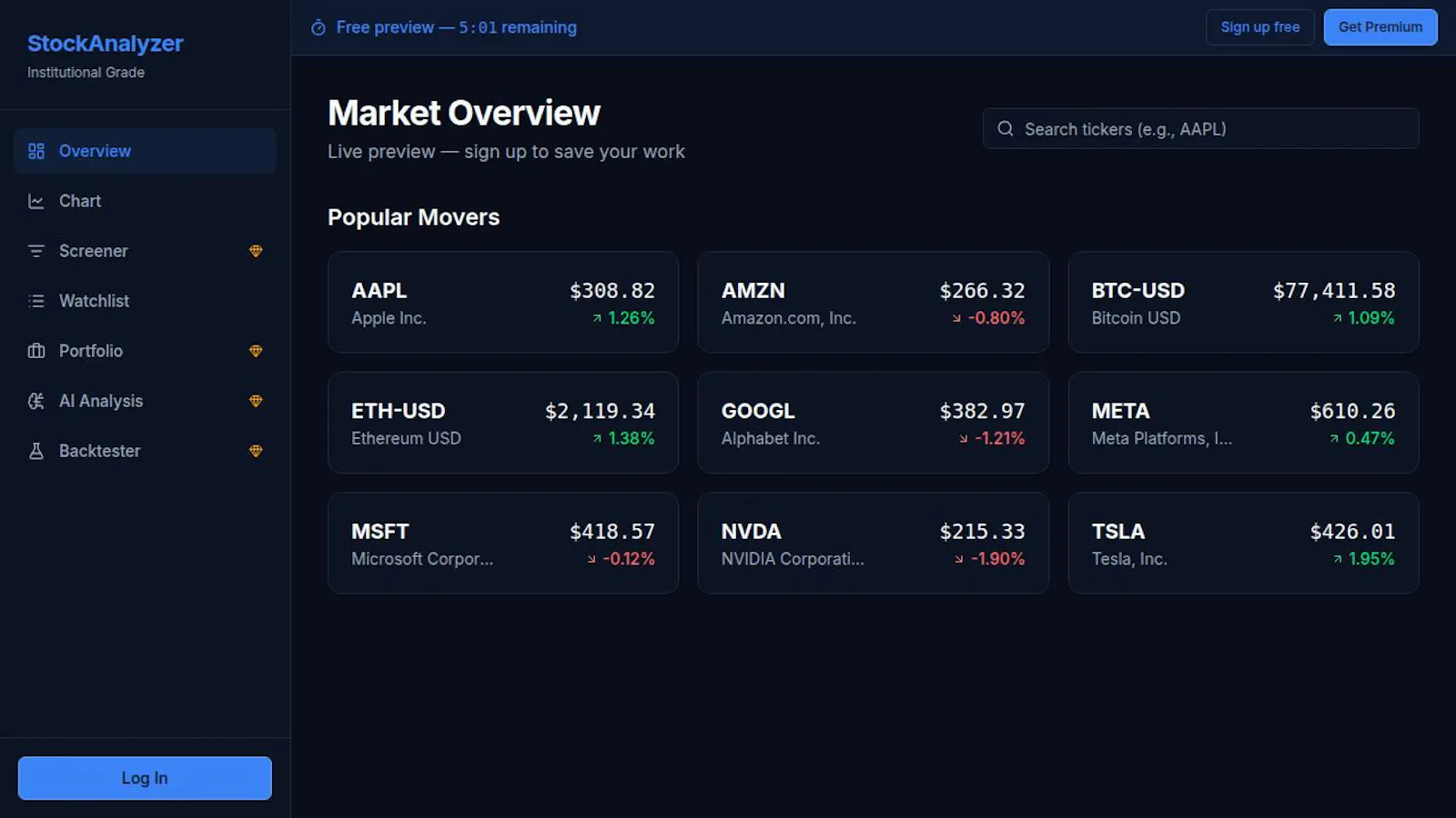 OpticTrade — Stock & Crypto Analysis screenshot 1