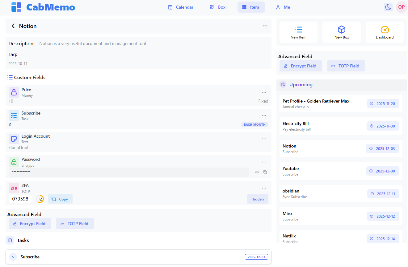 CabMemo gallery image