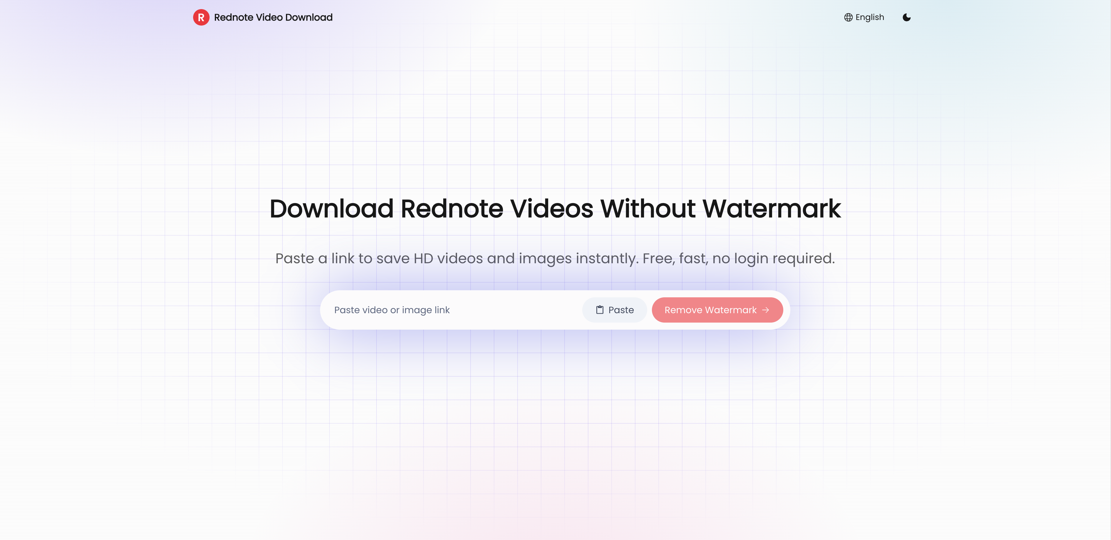 Rednote Video Download - Main screenshot showing features and interface