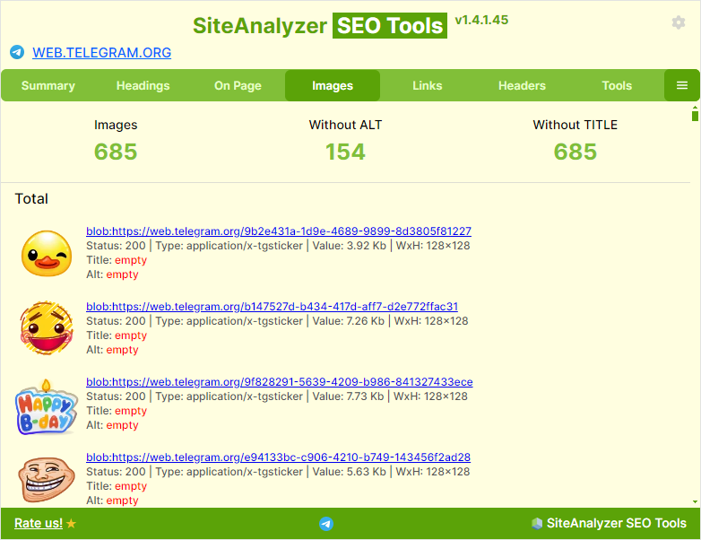Siteanalyzer SEO Strumenti Chrome Extension media 6