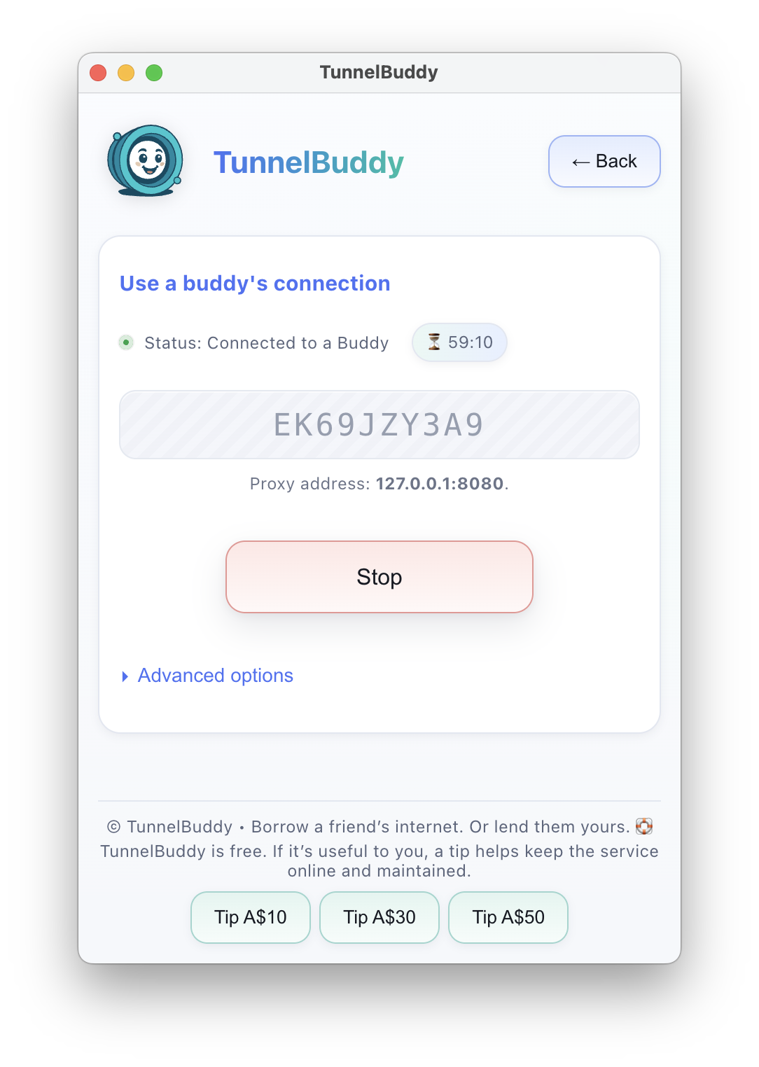 TunnelBuddy - Main product screenshot demonstrating key features and user interface