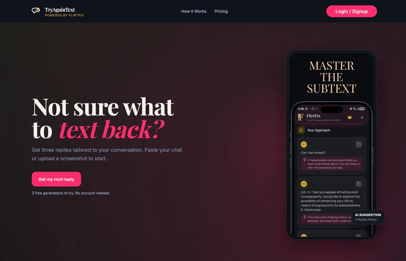 TryAgainText + FlirtFix screenshot 2