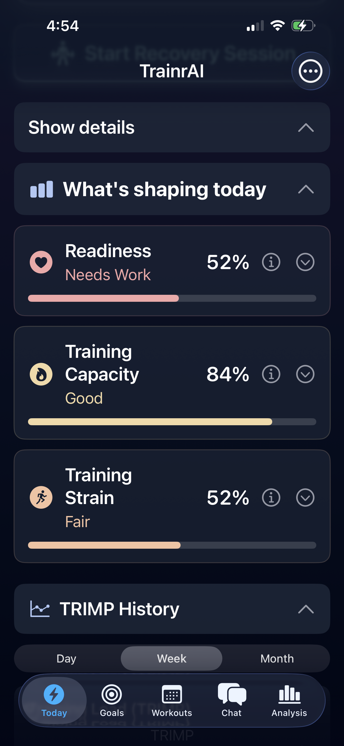 TrainrAI — Fitness That Adapts Daily - Screenshot 3 showing product features and functionality