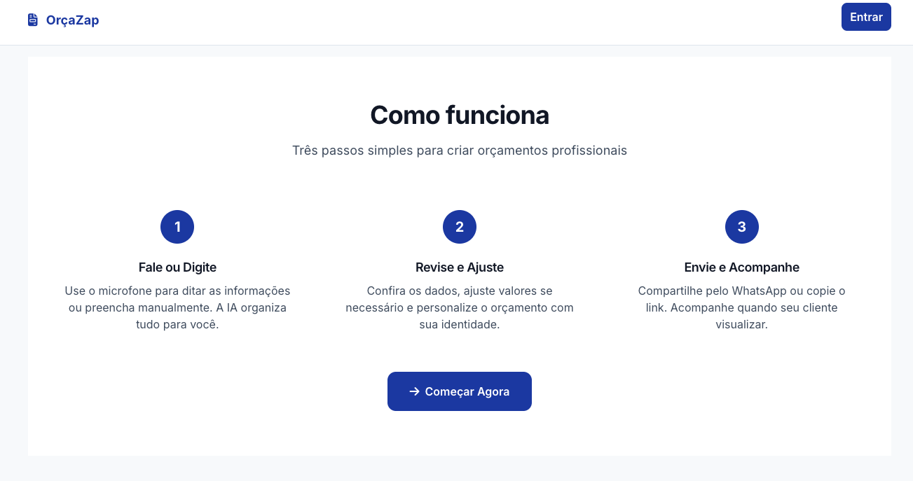 OrçaZap - Screenshot 2 showing product features and functionality