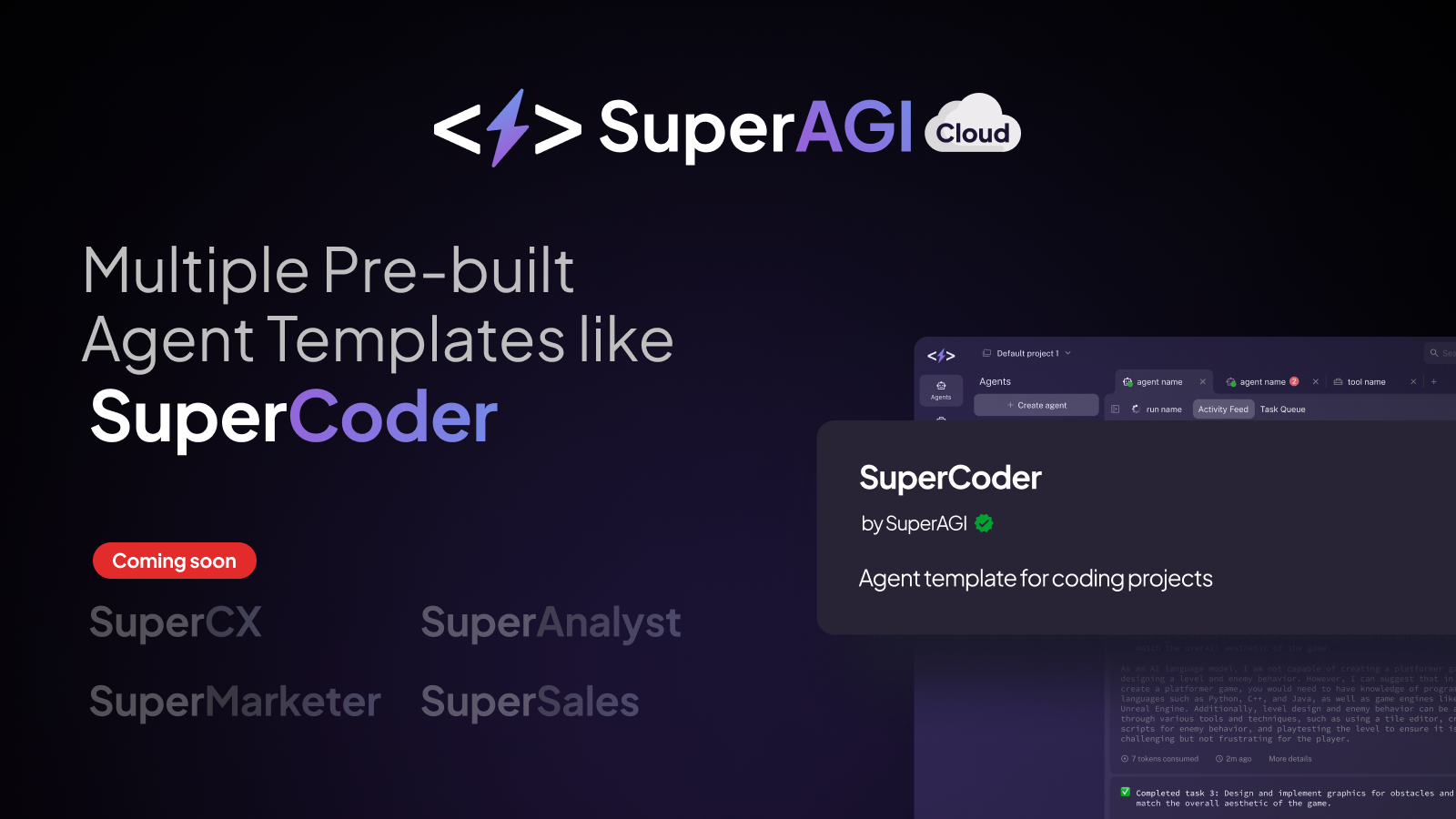 Superagi Cloud - Создавать, управлять и запустить полезные автономные агенты ИИ в облаке медиа 4