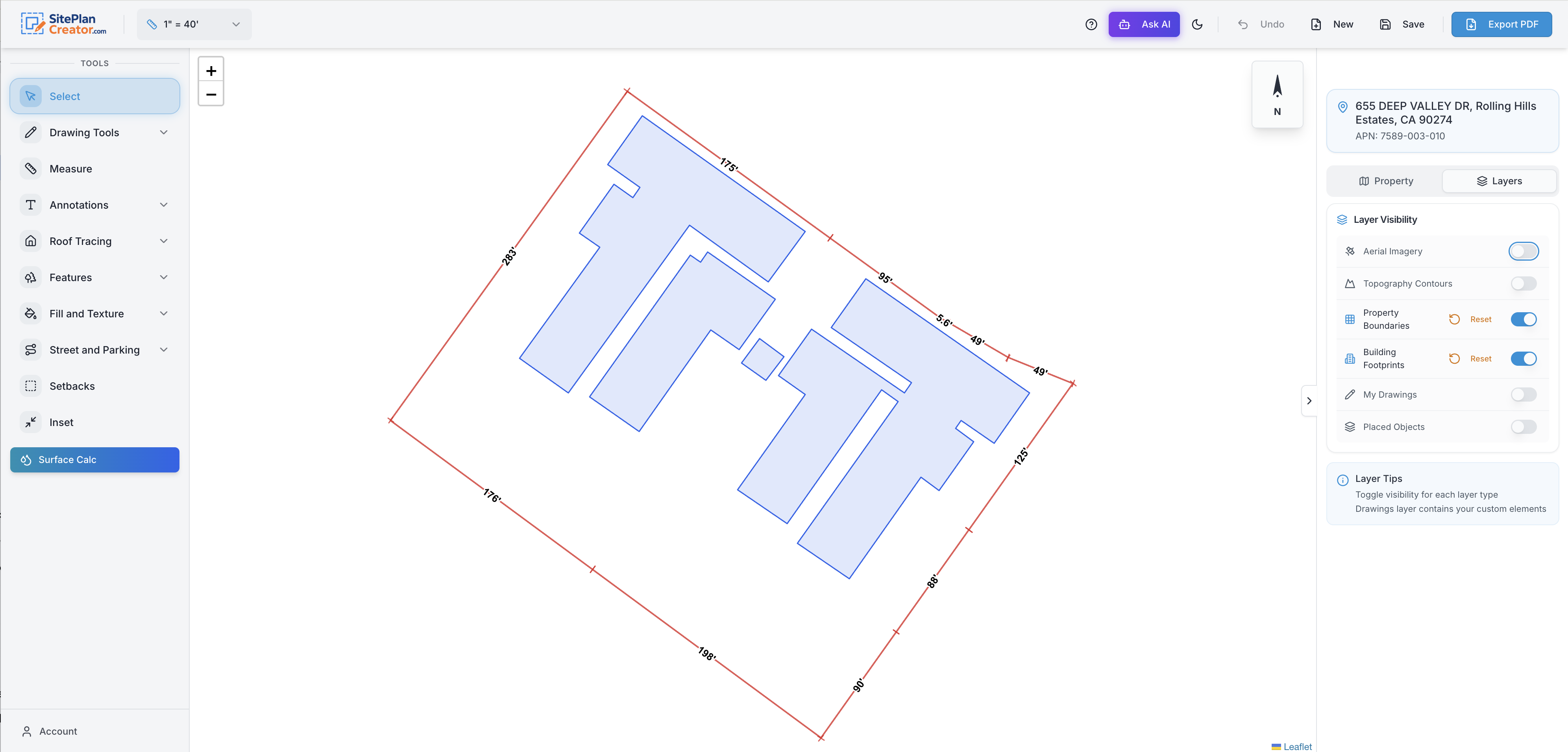 Site Plan Creator - Main product screenshot demonstrating key features and user interface