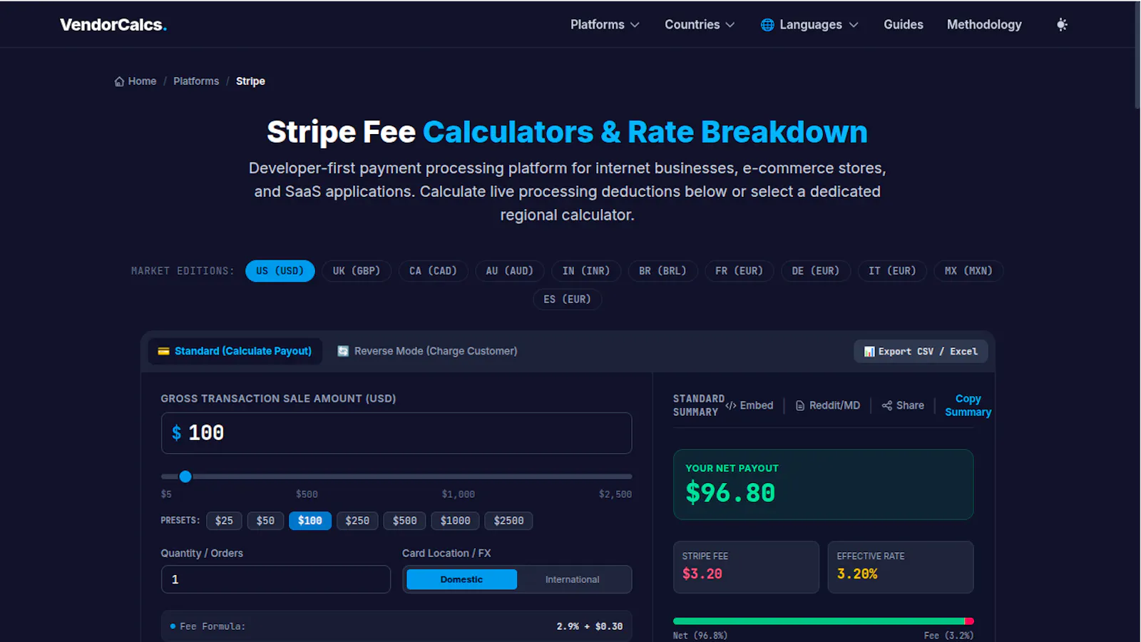 VendorCalcs screenshot 3