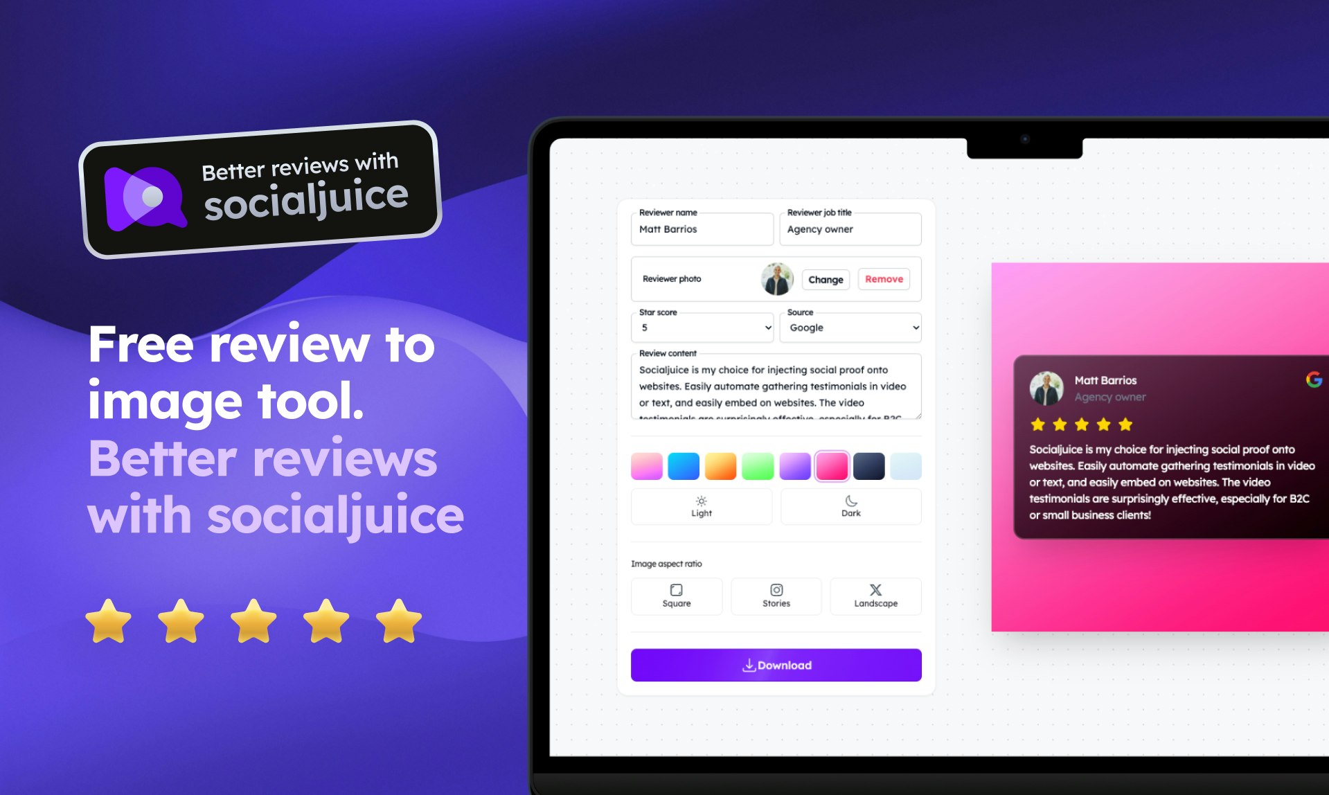 Mídia 2 de Revisão da imagem por SocialJuice - Postagens / anúncios de revisão grátis e bela revisão
