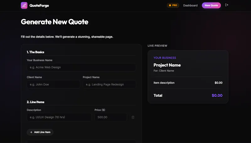 QuoteForge screenshot 2