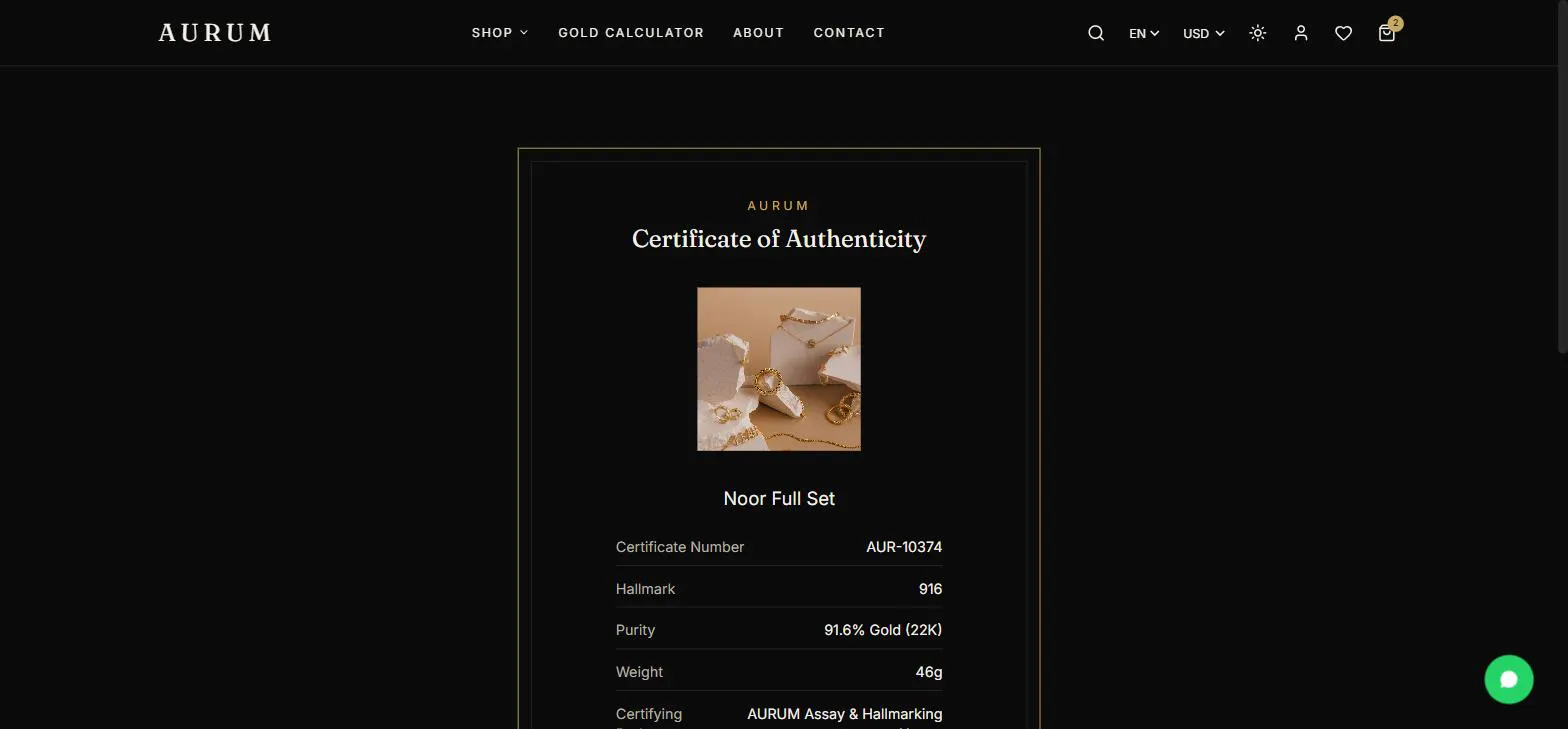 AURUM — Luxury Gold Jewelry Commerce gallery image