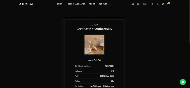 AURUM — Luxury Gold Jewelry Commerce screenshot 3