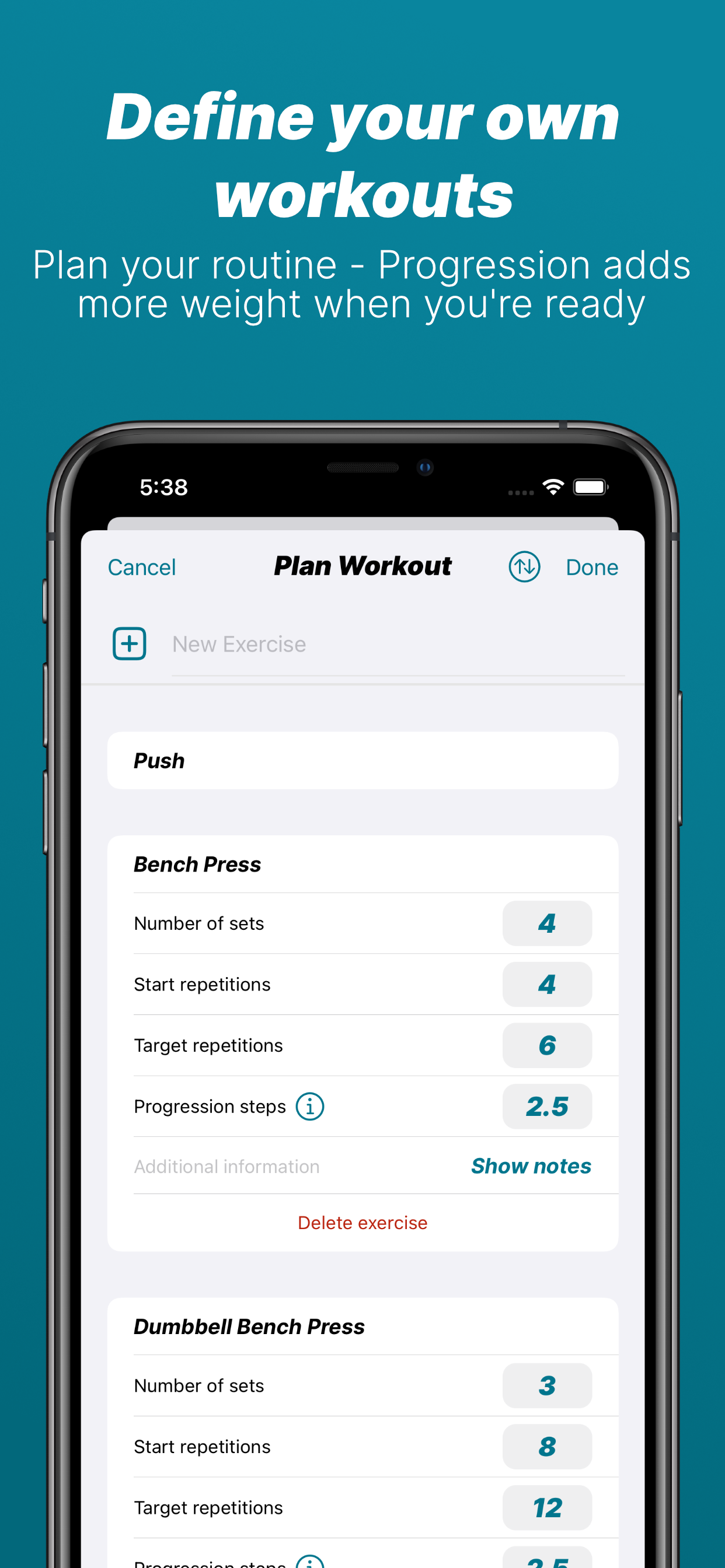 Fortschritt: Werden Sie stark - Intuitive Workout -App für Gewichtsleben, um stärker zu werden Medien 4