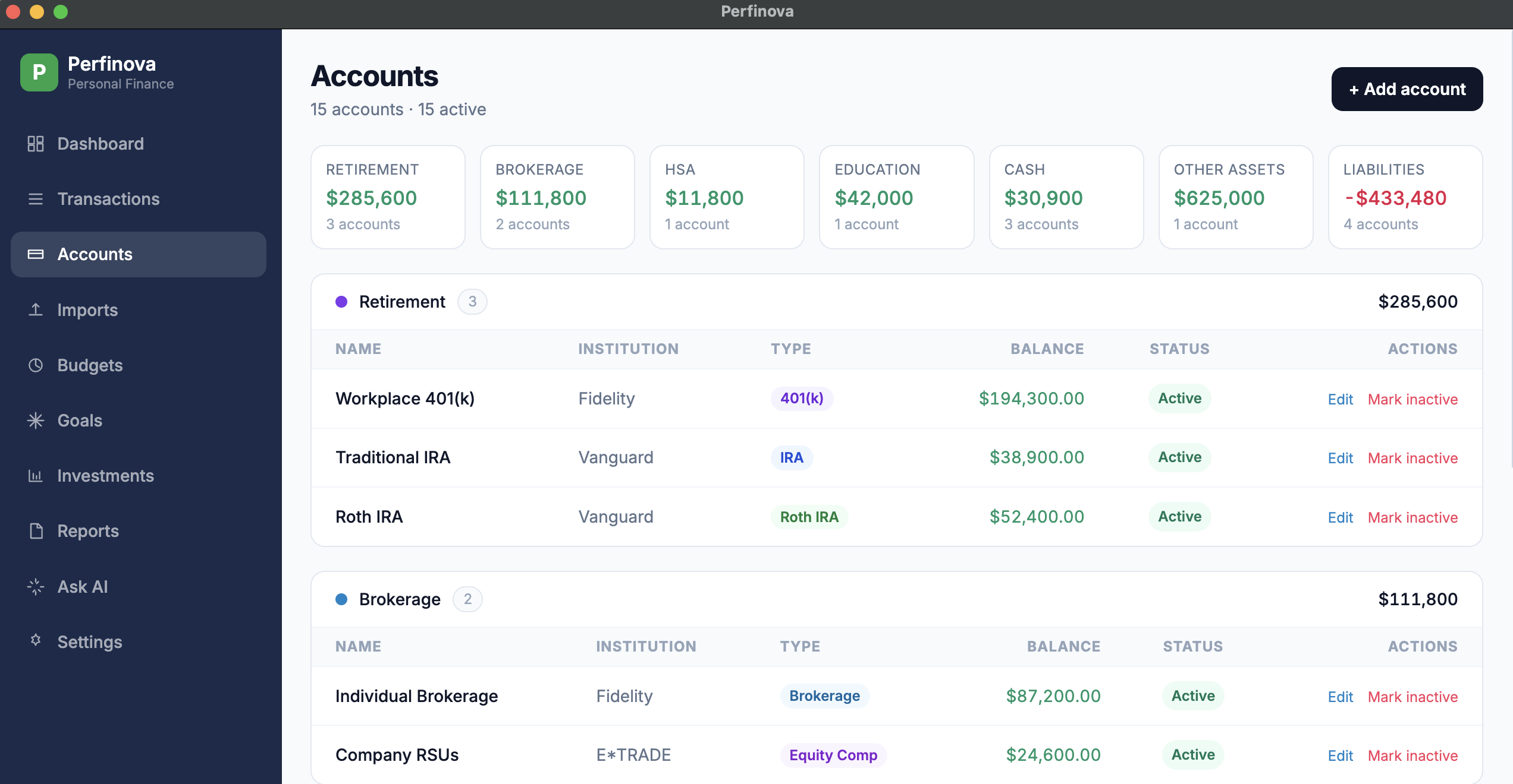 Perfinova: Personal Finance for Mac gallery image