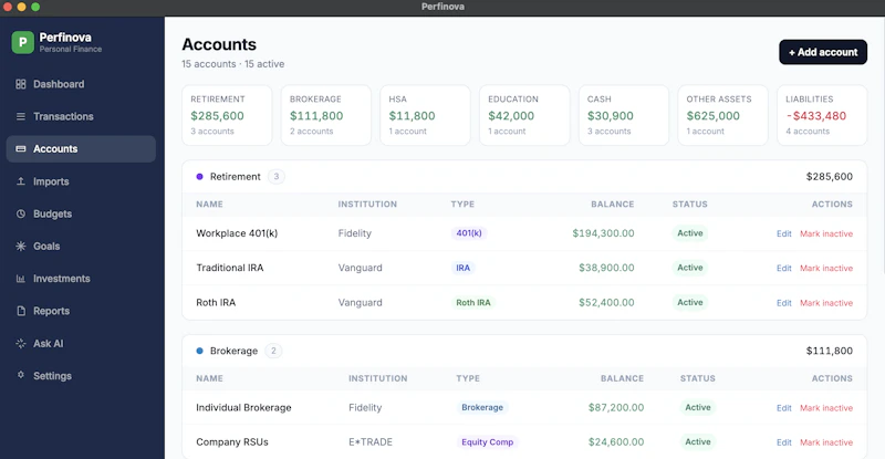 Perfinova: Personal Finance for Mac screenshot 4