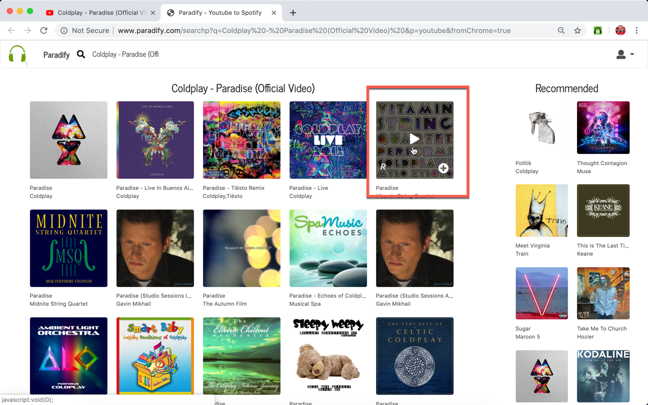 Paradify - Youtube to Spotify