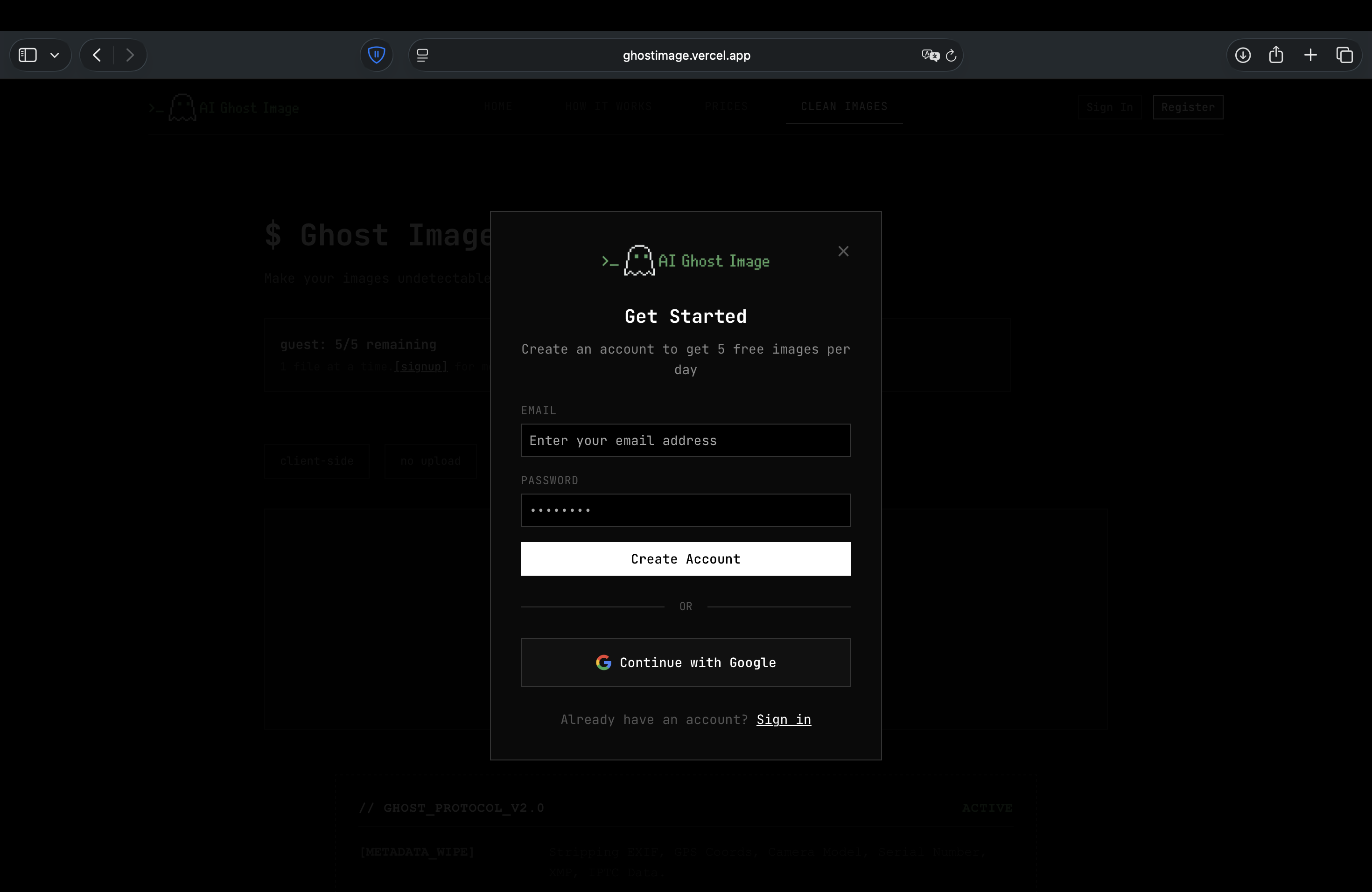 AI Ghost Image - Screenshot 3 showing product features and functionality
