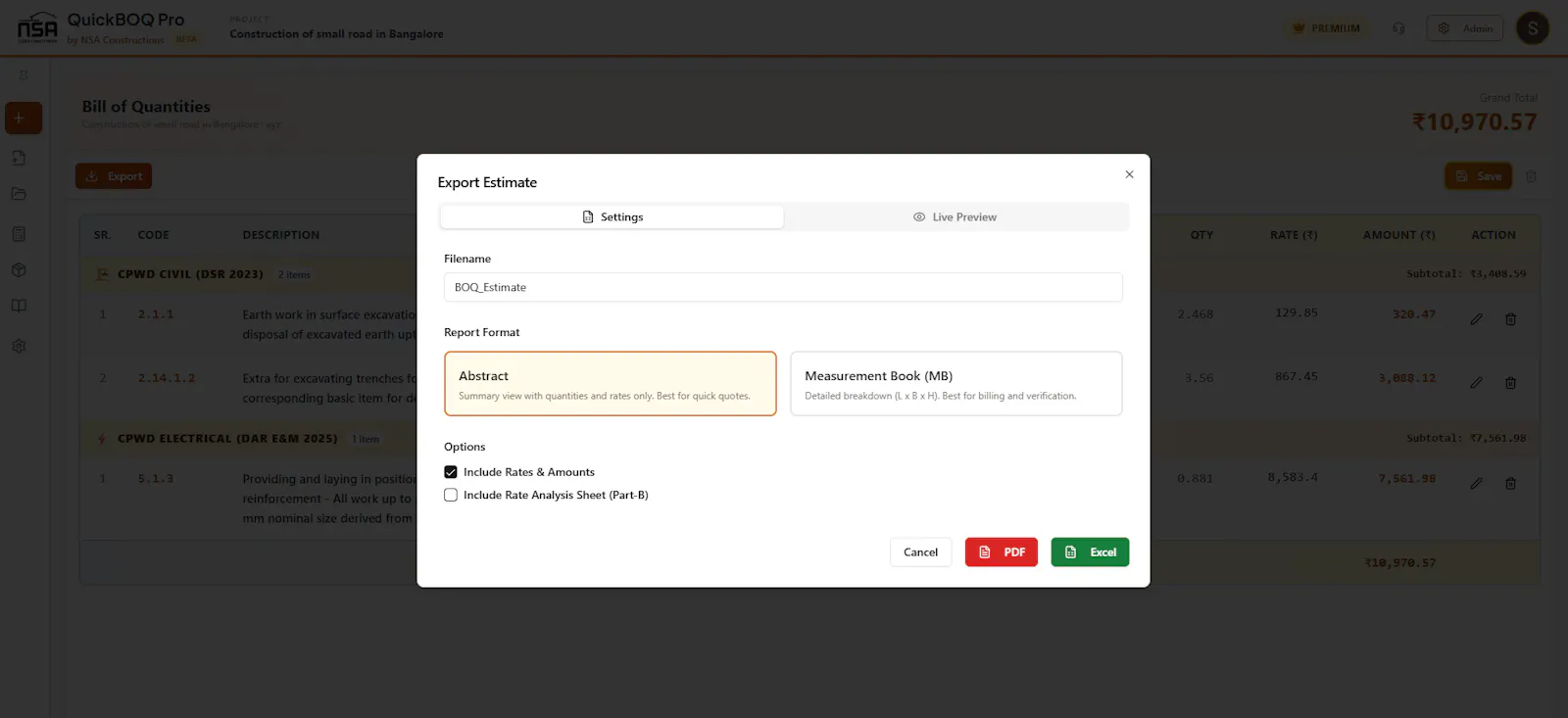 QuickBOQ Pro screenshot 5