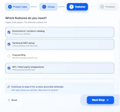 Website & Webapp Cost Estimator gallery image