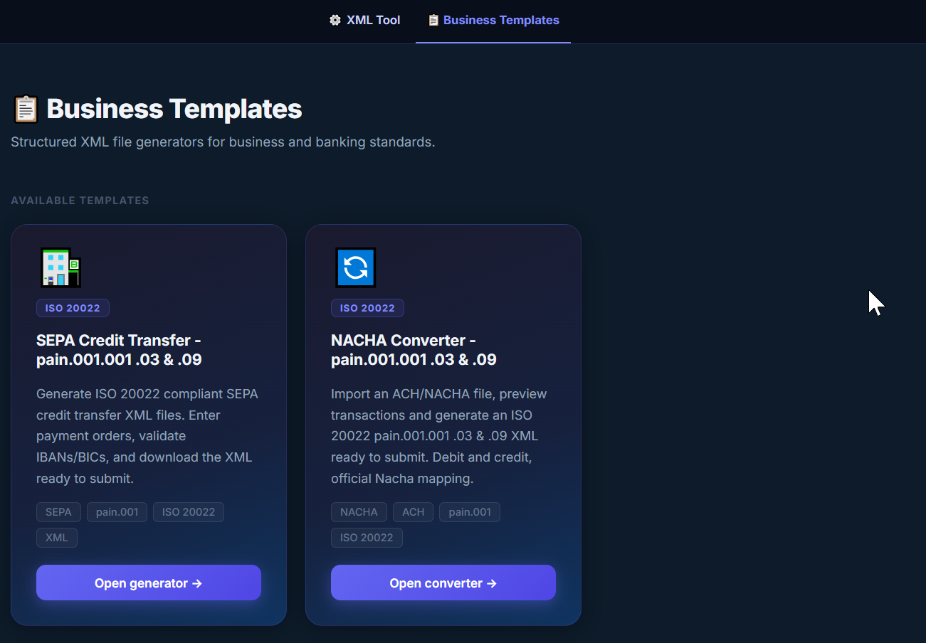 XMLBridge - SEPA gen & Nacha converter gallery image