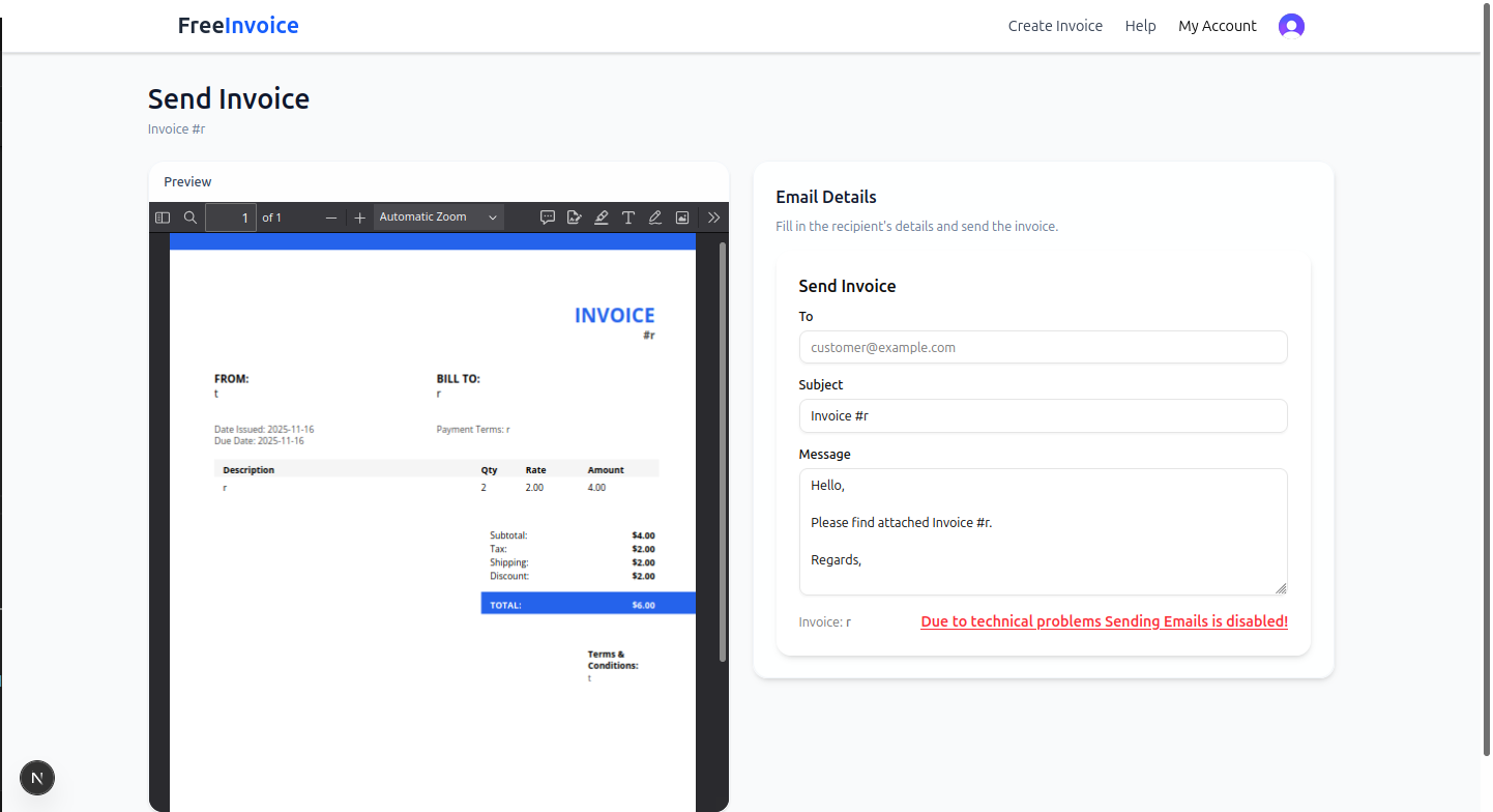 Free Invoice Generator - Screenshot 5 showing product features and functionality