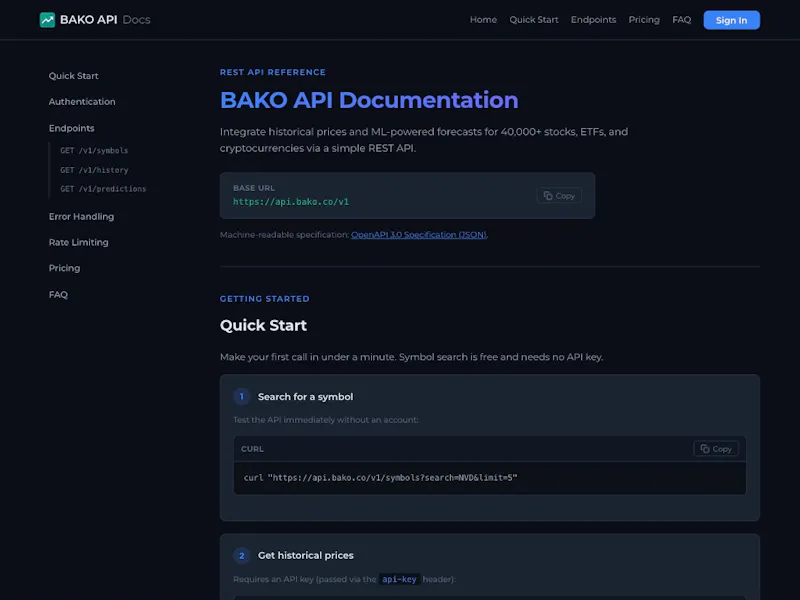 BAKO API screenshot 9