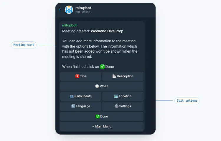 Mitup Telegram Bot gallery image