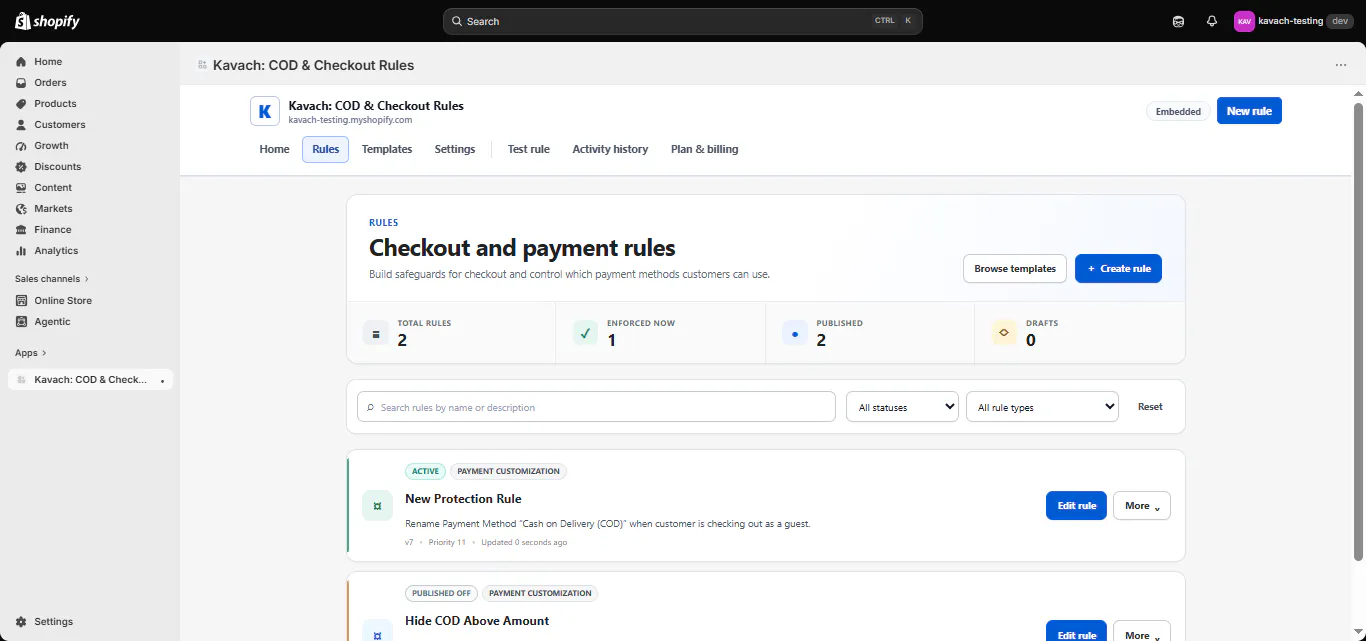 Kavach – Checkout & COD Rules gallery image