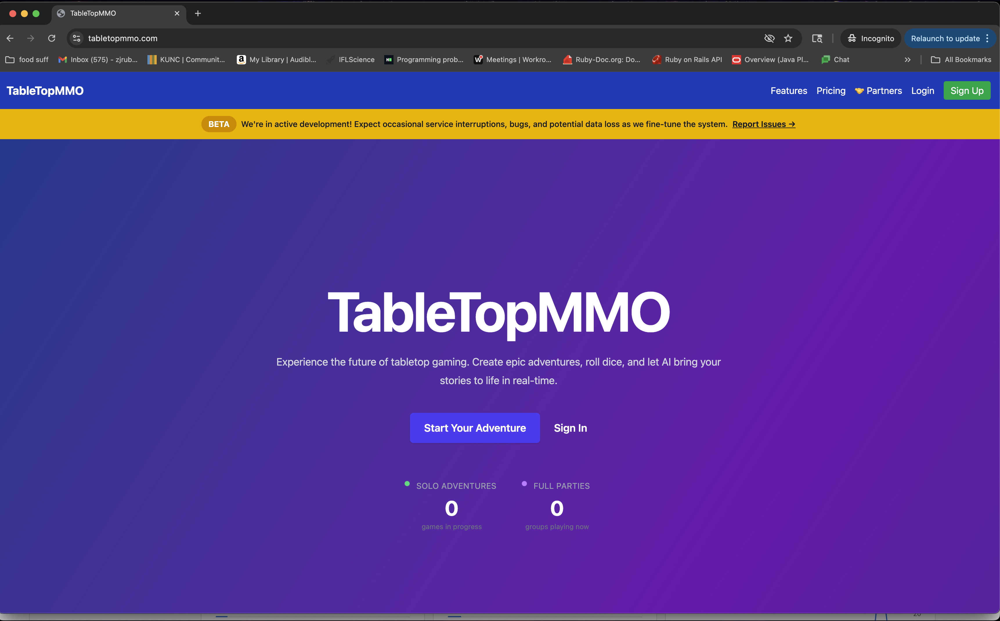 TableTopMMO! Play TTRPG's anytime! - Main screenshot showing features and interface