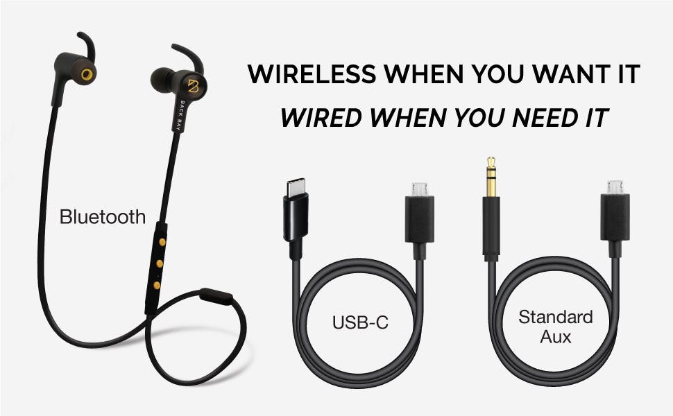 Back Bay 3-in-1 Wireless+Wired Earbuds media 2