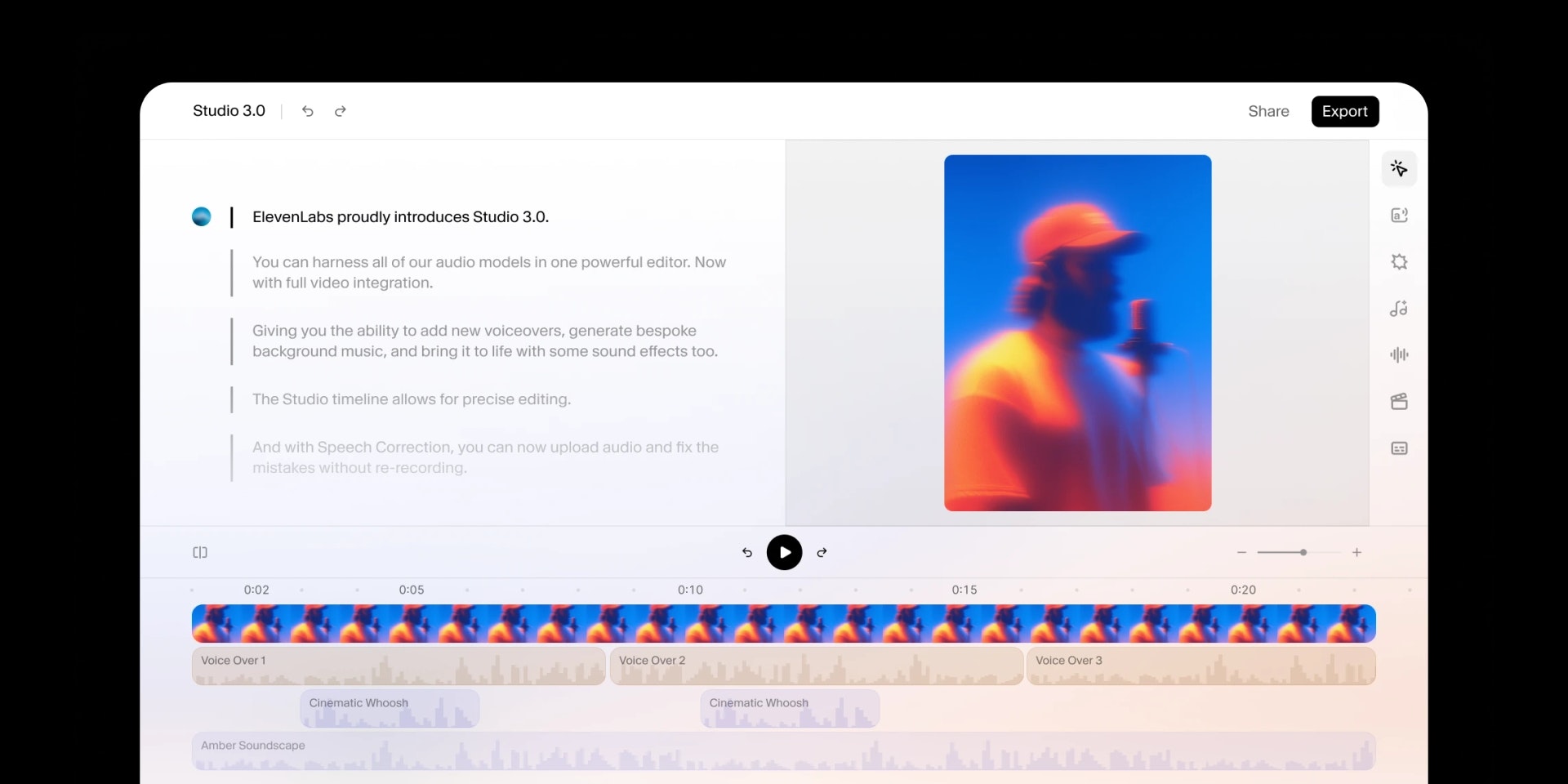 Elevenlabs Studio 3.0 - 하나의 강력한 편집기에서 최고의 AI 오디오 모델 미디어 3