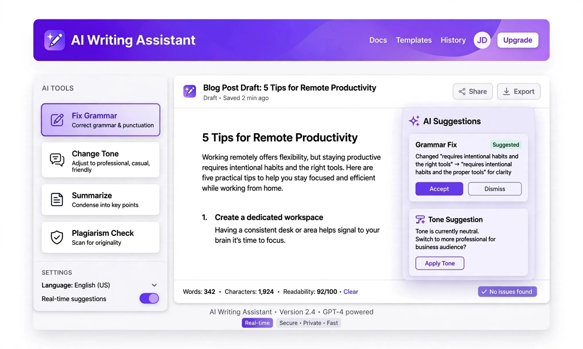 AI Writing Assistant gallery image
