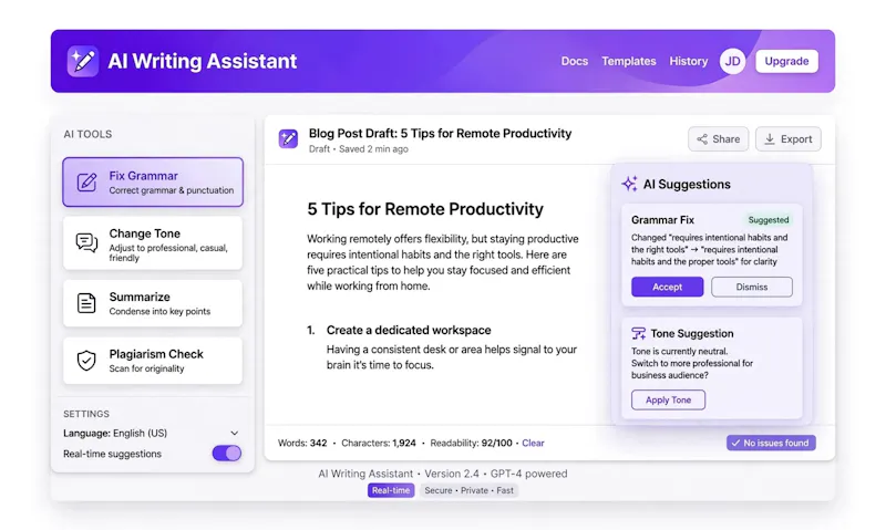 AI Writing Assistant screenshot 1