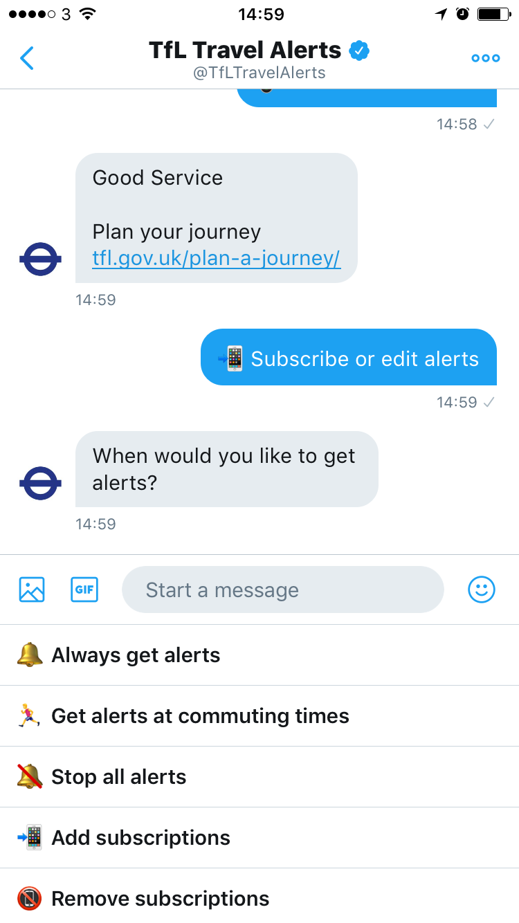 TfL Twitter travel alerts gallery image