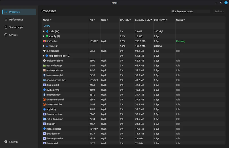 rproc screenshot 2