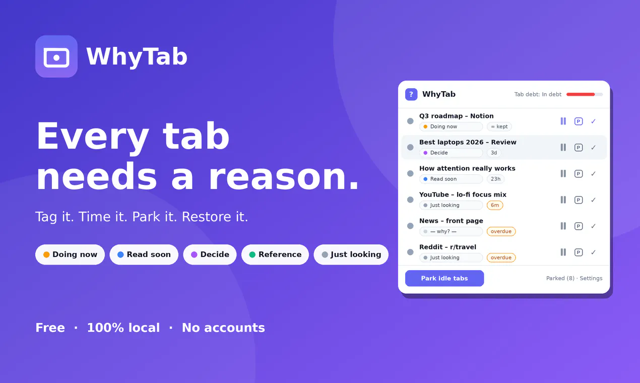 WhyTab – Intent-Based Tab Manager gallery image