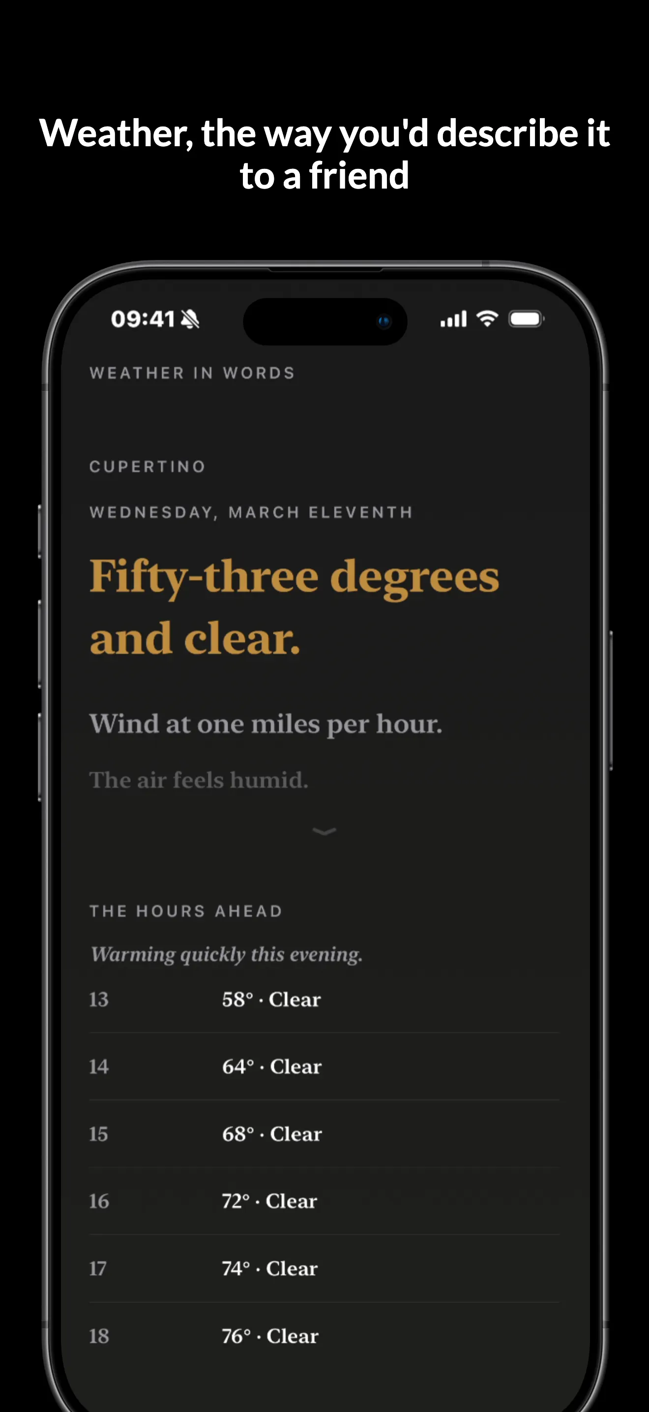 Weather in Words 제품 배너